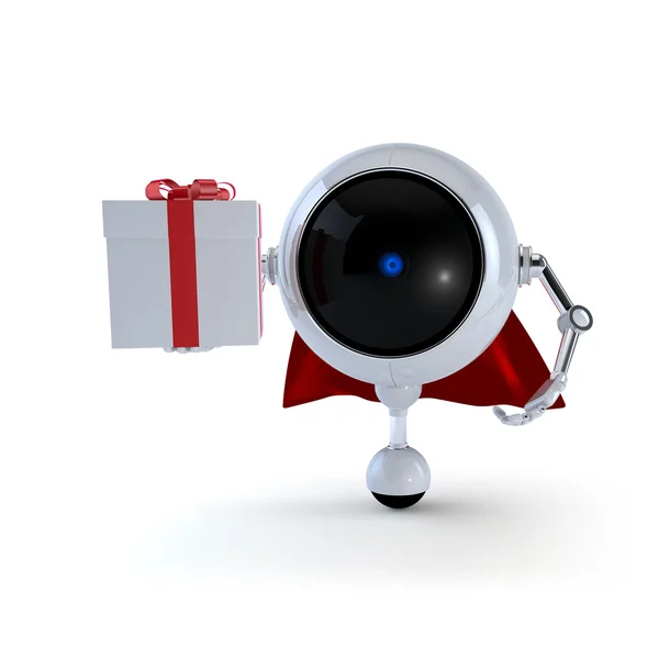 Robot houden geschenk — Stockfoto