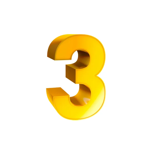 Alfabet złota liczba znaków trzy 3 — Zdjęcie stockowe
