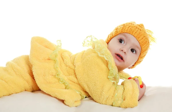 Baby infant in the studio, on a white background — Stock Photo, Image