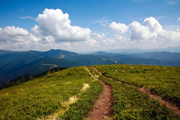 Camino de montaña bajo un cielo azul —  Fotos de Stock