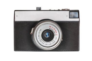 Beyaz arkaplanda basit bir fotoğraf makinesi ...