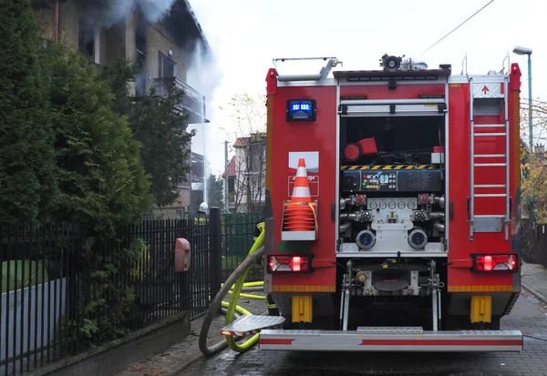 Борьба Пожарами Фрагмент Машины Пожарной Команды — стоковое фото