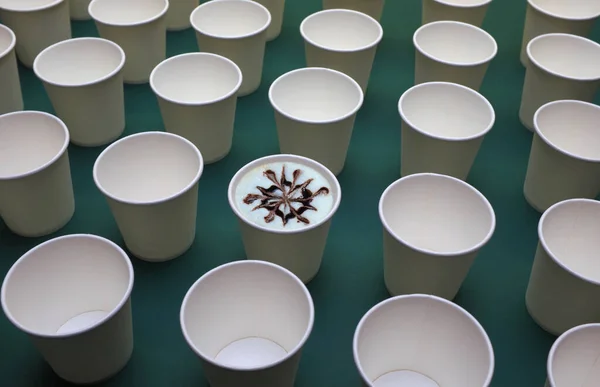 White Plastic Cups Coffee — Fotografia de Stock