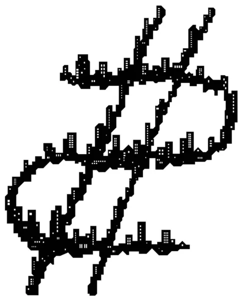 Skyline Ville Dollar Signe Silhouette Contour Noir Illustration Vectorielle Horizontal — Image vectorielle