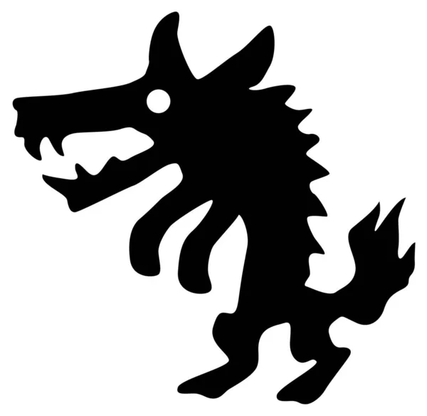 怪兽万圣节生物是狼的轮廓模板黑色 矢量插图 过白色 — 图库矢量图片#
