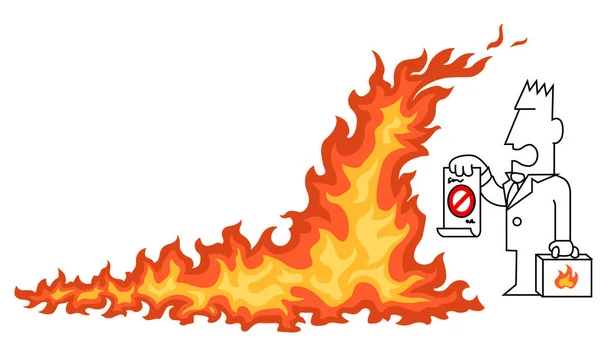 Avocat Lutte Contre Incendie Dessin Animé Drôle Vecteur Horizontal Sur — Image vectorielle