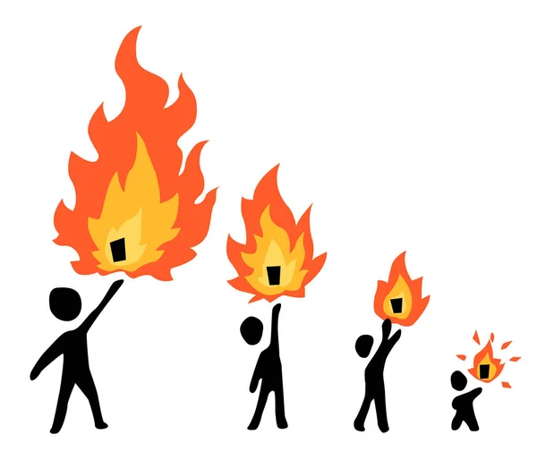 火热的物品燃烧 高举人物造型 矢量插图 — 图库矢量图片#