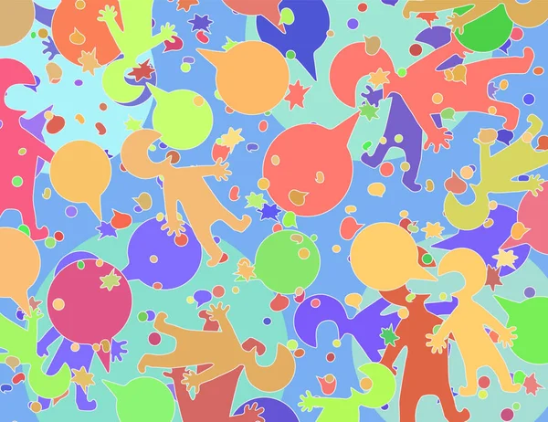 Chat Color Mezcla Voz Burbuja Gente Dibujos Animados Color Vector — Vector de stock