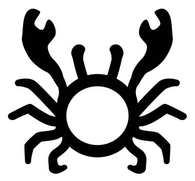 Yengeç halkası simsiyah, vektör çizimi, yatay, izole edilmiş