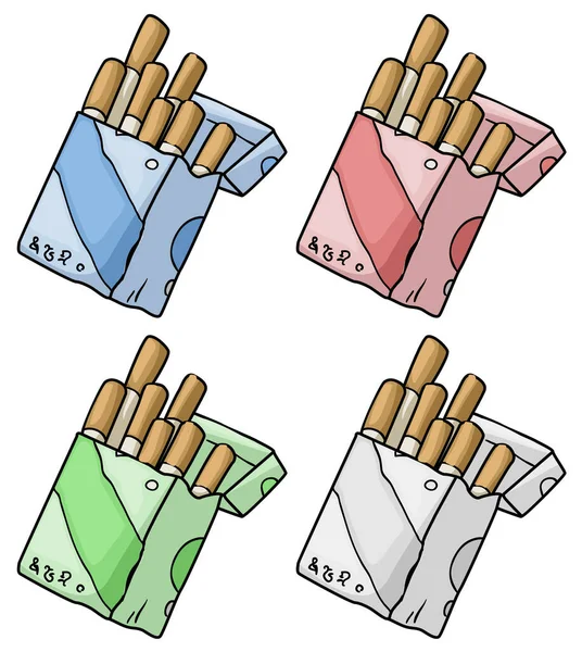 Cigarettes Pack Cartoon Color Drawing Vector Illustration Horizontal White Isolated — Stock Vector