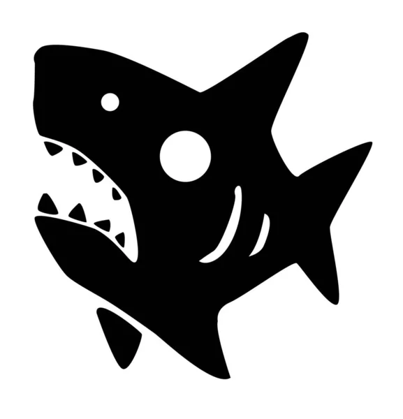 Shark Mały Szablon Czarny Wektor Ilustracja Poziomy Odizolowany — Wektor stockowy