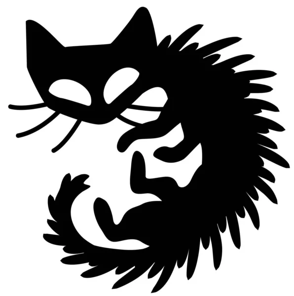 Špičatá Kočičí Srst Černá Vektorová Ilustrace Vodorovná Izolovaná — Stockový vektor