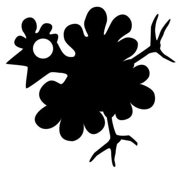 Stencil Rotolamento Pollo Nero Illustrazione Vettoriale Orizzontale Isolato — Vettoriale Stock