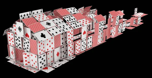 Karty Dům Hry Hazardní Hry Abstraktní Dlouhé Konstrukce Stavět Ilustrace — Stock fotografie