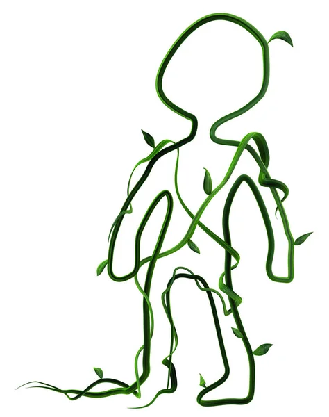Рослинні Лози Зеленого Зростаюча Фігура Перехрещена Стоячи Ілюстрація Вертикальна Ізольована — стокове фото