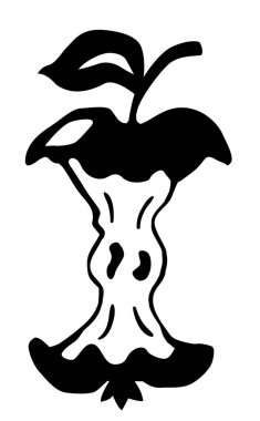 Apple çekirdeği siyah şablon yedi, vektör çizimi, dikey, izole