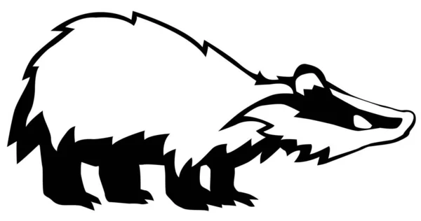 獾站立动物模板黑色 矢量插图 — 图库矢量图片