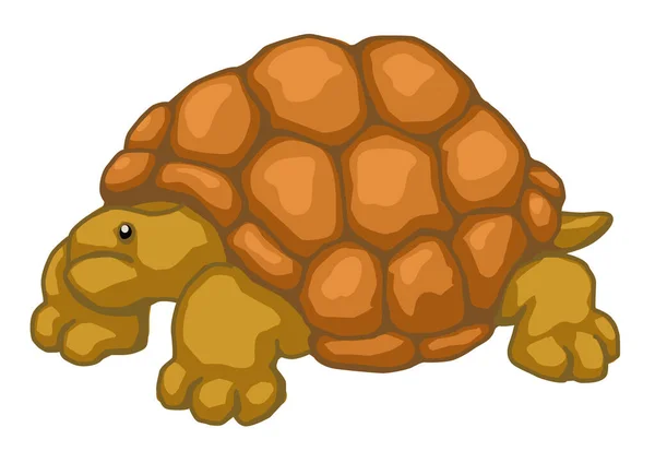 Sköldpadda Jätte Tecknad Färg Vektor Illustration Horisontell Över Vit Isolerad — Stock vektor