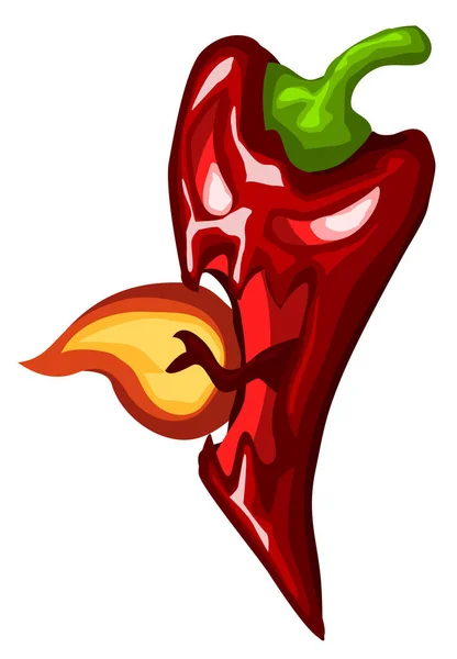 Illustrasjon Fargevektor Med Chili Pepper Ild Vertikal Hvit Isolert – stockvektor