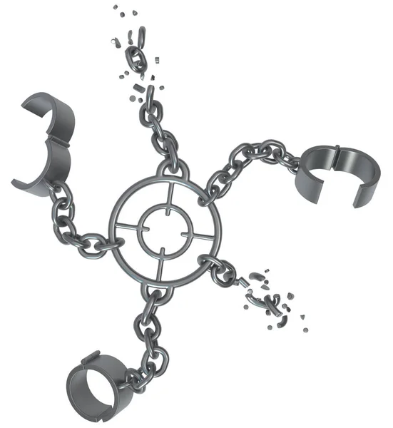 Shackles Chain Targeting Abstract Grey Metal Illustration Isolated Horizontal White — Stock Photo, Image