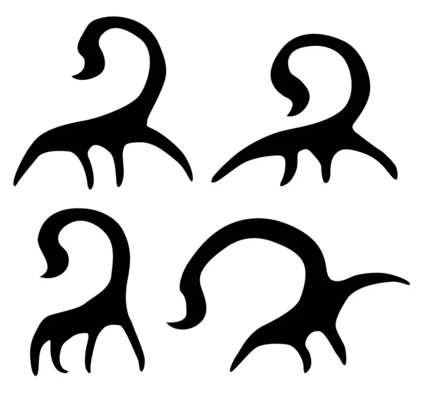 Четвероногий Абстрактный Символ Скорпиона Черный Векторная Иллюстрация Горизонтальная Изолированная — стоковый вектор