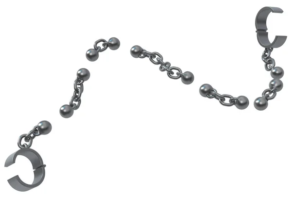 Shackles Chain Dotted Line Grey Metal Illustration Isolated Horizontal White — Stockfoto