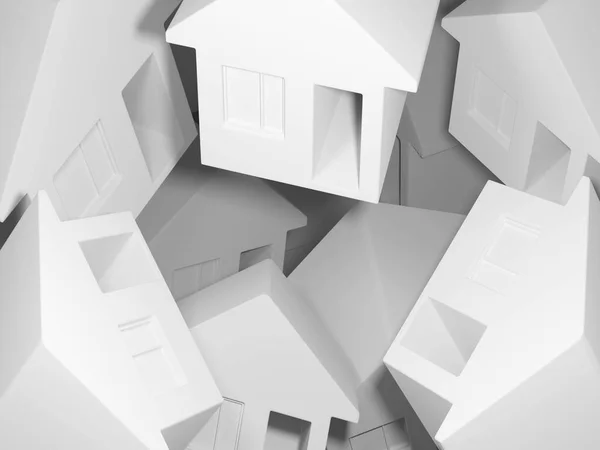 House Small Facades Clutter Surreal White Illustration Abstract Horizontal — Stockfoto