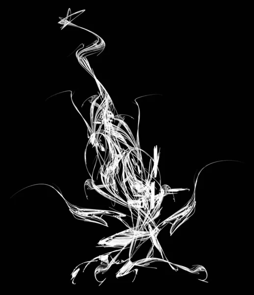Ilustración Abstracta Crecimiento Luz Blanca Tinta Vertical Aislada Sobre Negro — Foto de Stock