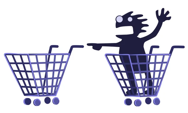 Shopping Trolley Chaser Cartoon Color Vector Illustration Horizontal White Isolated — Archivo Imágenes Vectoriales