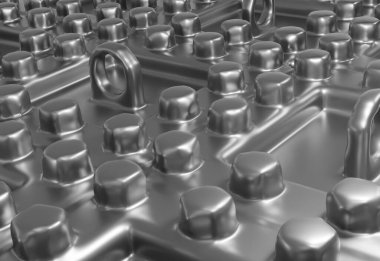 Metal plaka yüzey yakın görünüm, koyu gri 3d görüntü, yatay görüntü