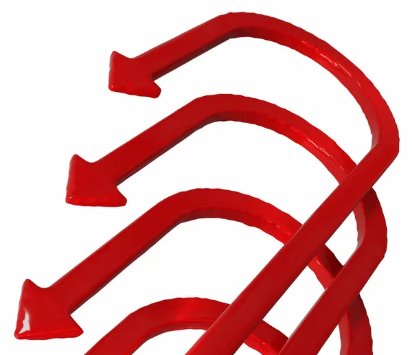 Red Symbolic Arrow Returns Uneven Illustration Horizontal White Isolated — ストック写真