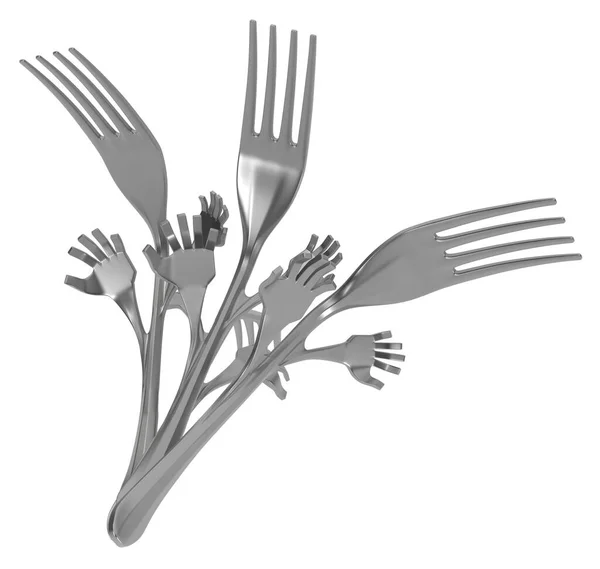 Fork Metal Handy Bunch Illustration Horizontal Isolated White — ストック写真