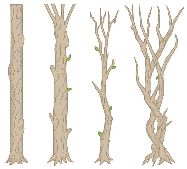 Kreskówkowy Element Projektu Pnia Drzewa Izolowany Wektor Poziomy — Wektor stockowy
