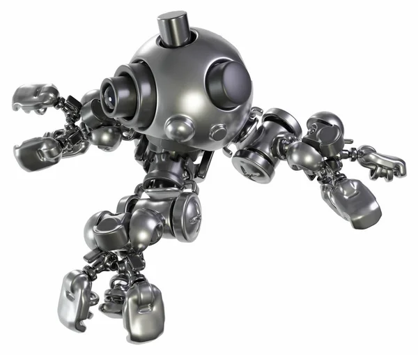Arms Ball Small Robot Metal Illustration Horizontal Isolated — стоковое фото