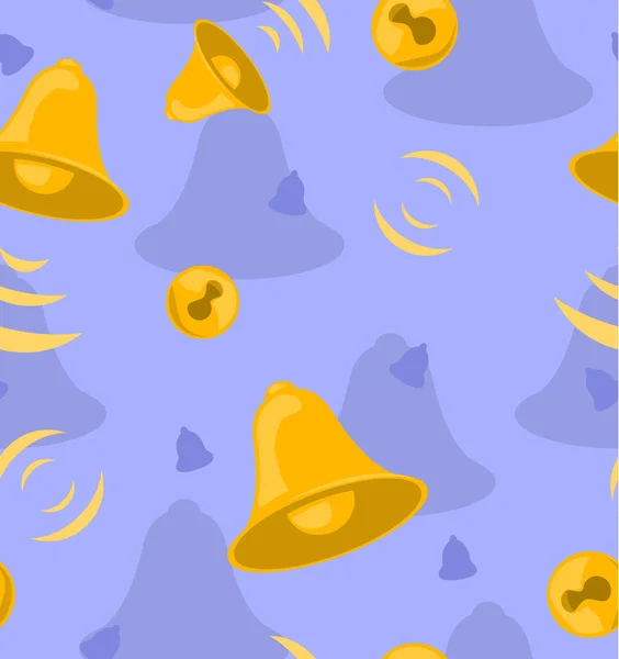 Bells Ringing Gold Blue Seamless Repeating Texture Pattern Illustration Square — Stockfoto