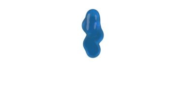 Watery blue liquid forming and disappearing cycle loop, 3d animation, over white