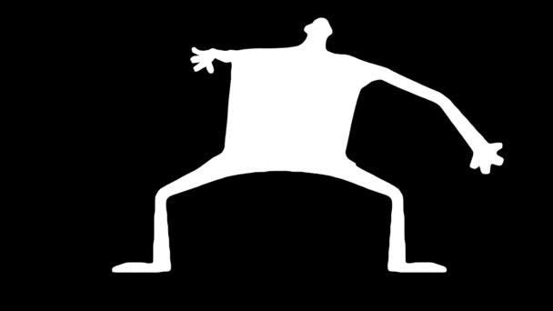 Shrinking Big Wide White Cartoon Figure Steps Arms Legs Gradual — 图库视频影像