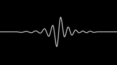 Resonating wave frequency single white line on black background, 3d animation