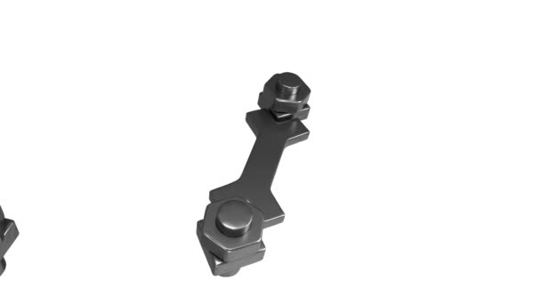 Gear Bone Shape Links Dropping Place Metal Mechanism Part Animation — Vídeos de Stock