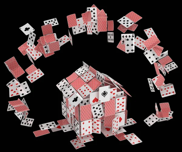 Κάρτες Σπίτι Παιχνίδι Τυχερών Παιχνιδιών Αφηρημένη Που Φέρουν Πάνω Εικόνα — Φωτογραφία Αρχείου