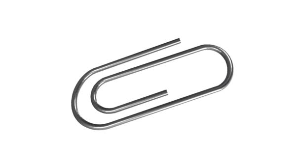 Paperclip Metal Spinning Simple Cycle Loop Animation White — Stock video