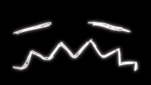 Напружене Обличчя Світла Фарба Мерехтить Вираз Екрані Анімація Чорний Над — стокове відео