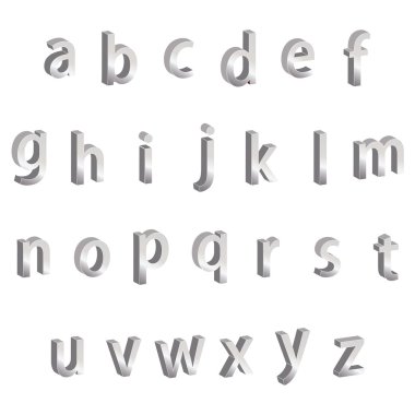 küçük gümüş metalik 3d alfabesi harfleri