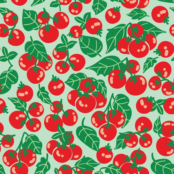 Jardín Tomate Cereza Patrón Sin Costuras — Vector de stock