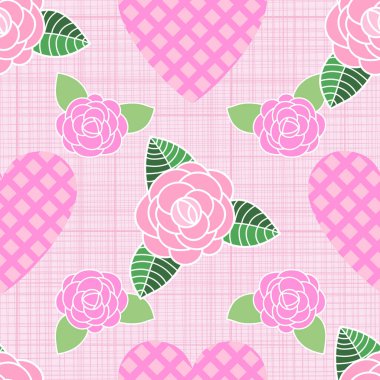 Pembe desenli arkaplan tasarımında Valentine vektör tekrarlama deseni