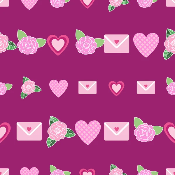 Valentine Vektor Wiederholen Muster Design Auf Lila Hintergrund — Stockvektor