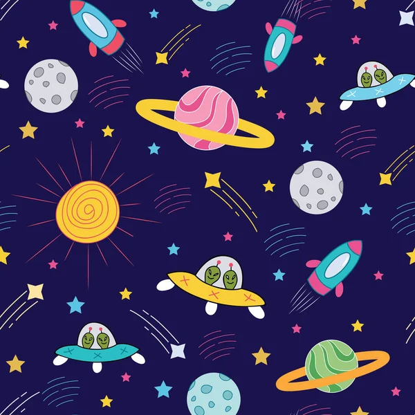 Galaxy colorful seamless vector pattern design