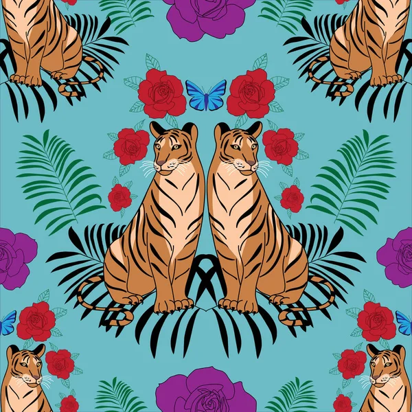 Tigers vector seamless pattern design