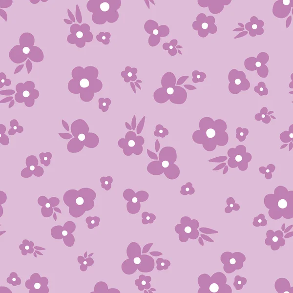 Purple Ditsy Small Flowers Repeat Pattern Design Background — Stok Vektör