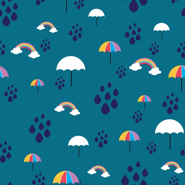 Rainy Weather Winter Seamless Pattern Design — Stock Vector